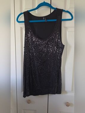 Maurices Black Sequin Tank Top